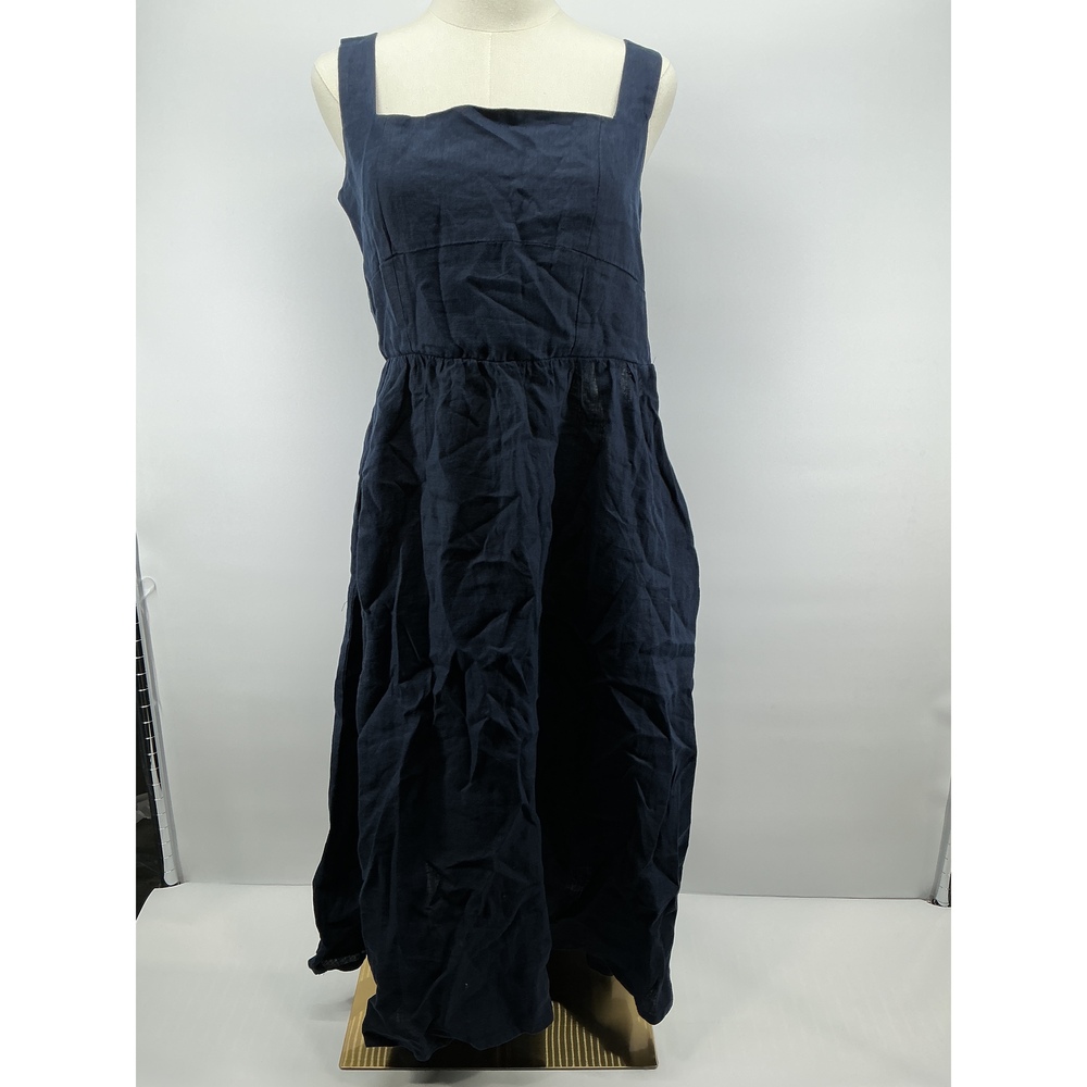100% European Linen Fit & Flare Midi Dress